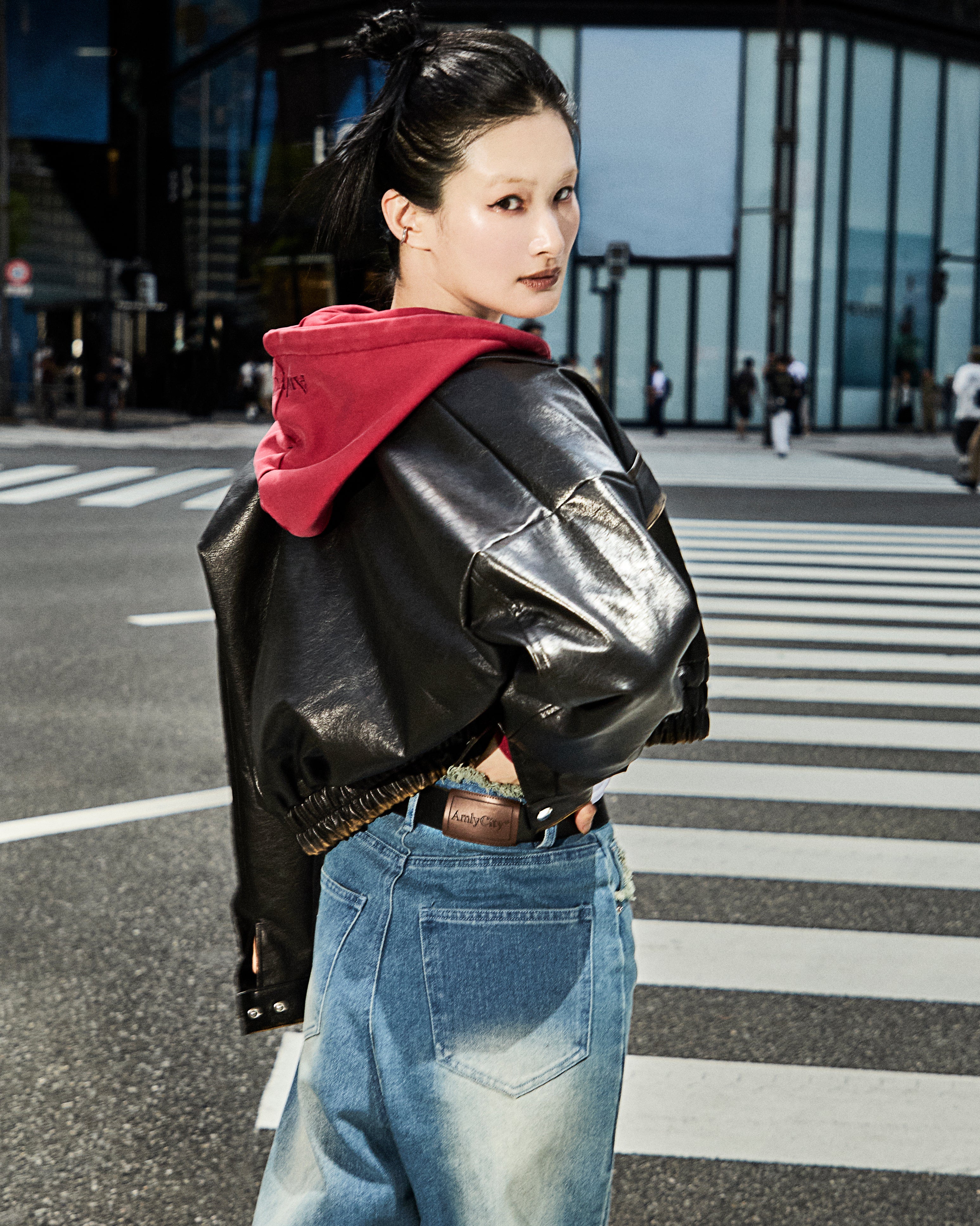 amly city レザージャケット　Black ヴィンテージライクフェイクレザーブルゾン – AmlyCity