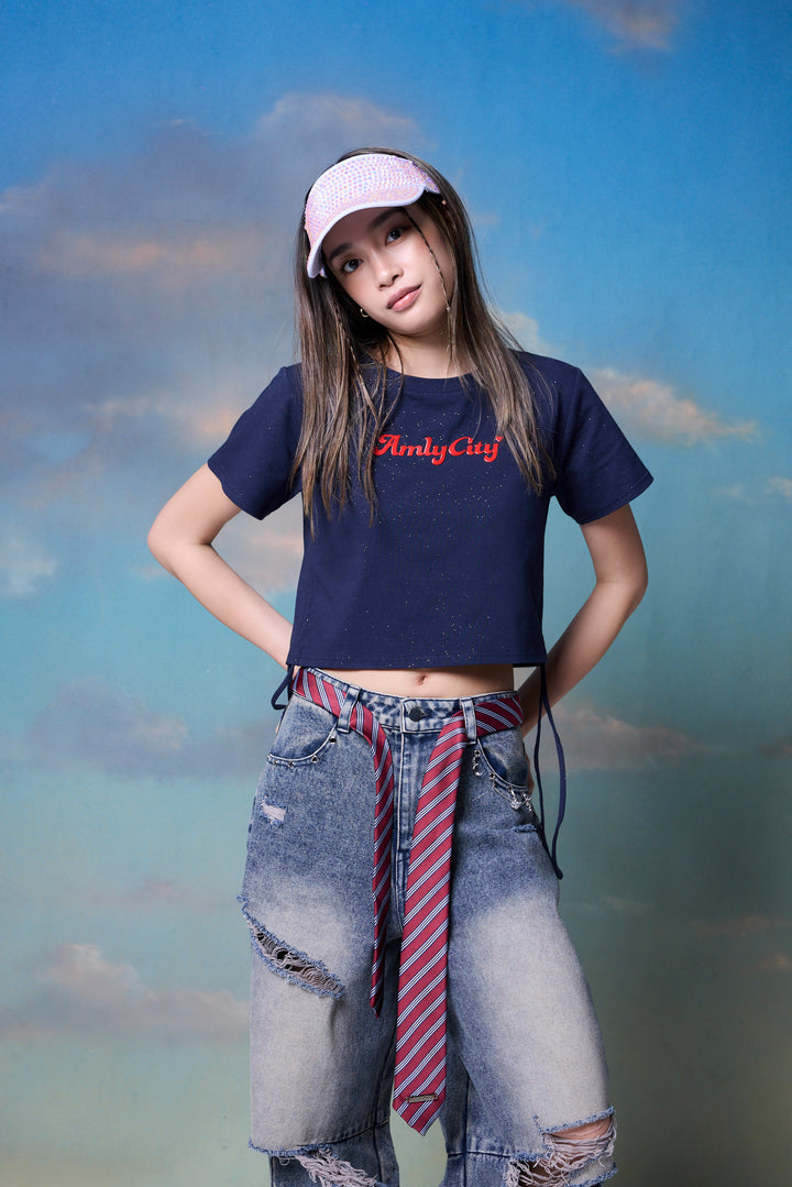 プレート付きストライプネクタイ