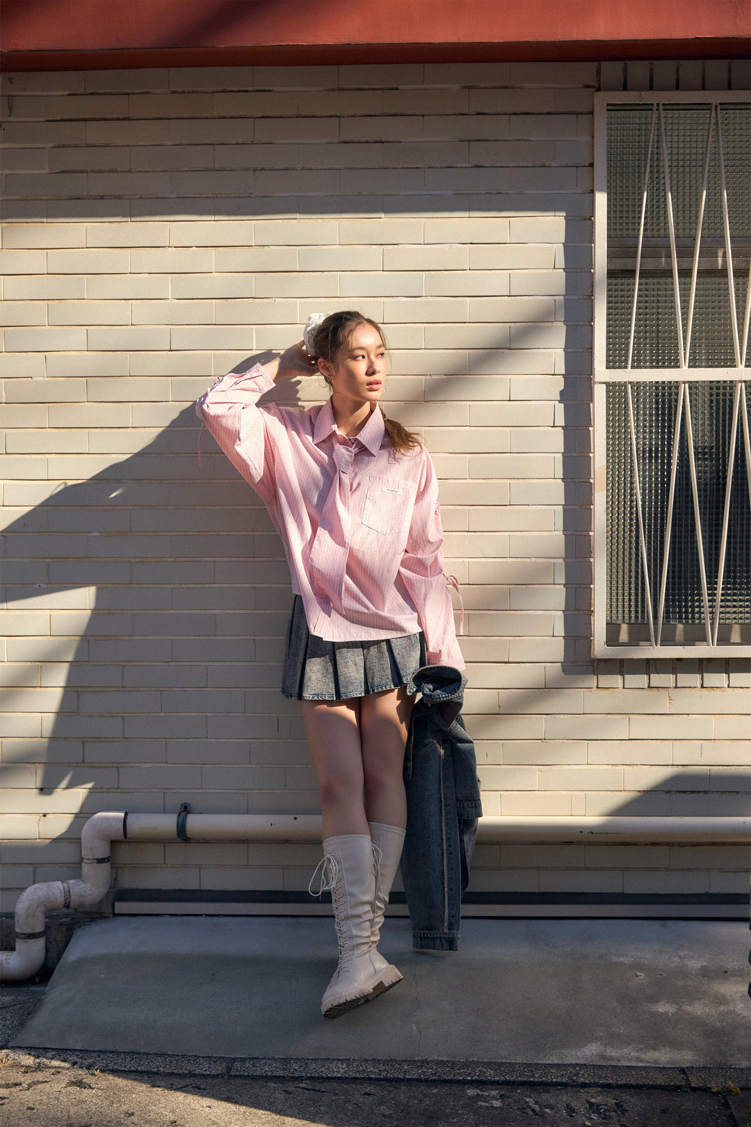 【受注】デニムフリンジプリーツスカート