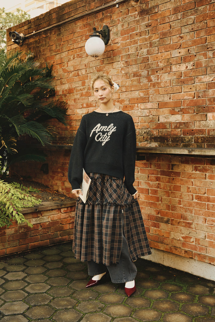 裾ジップティアードスカート