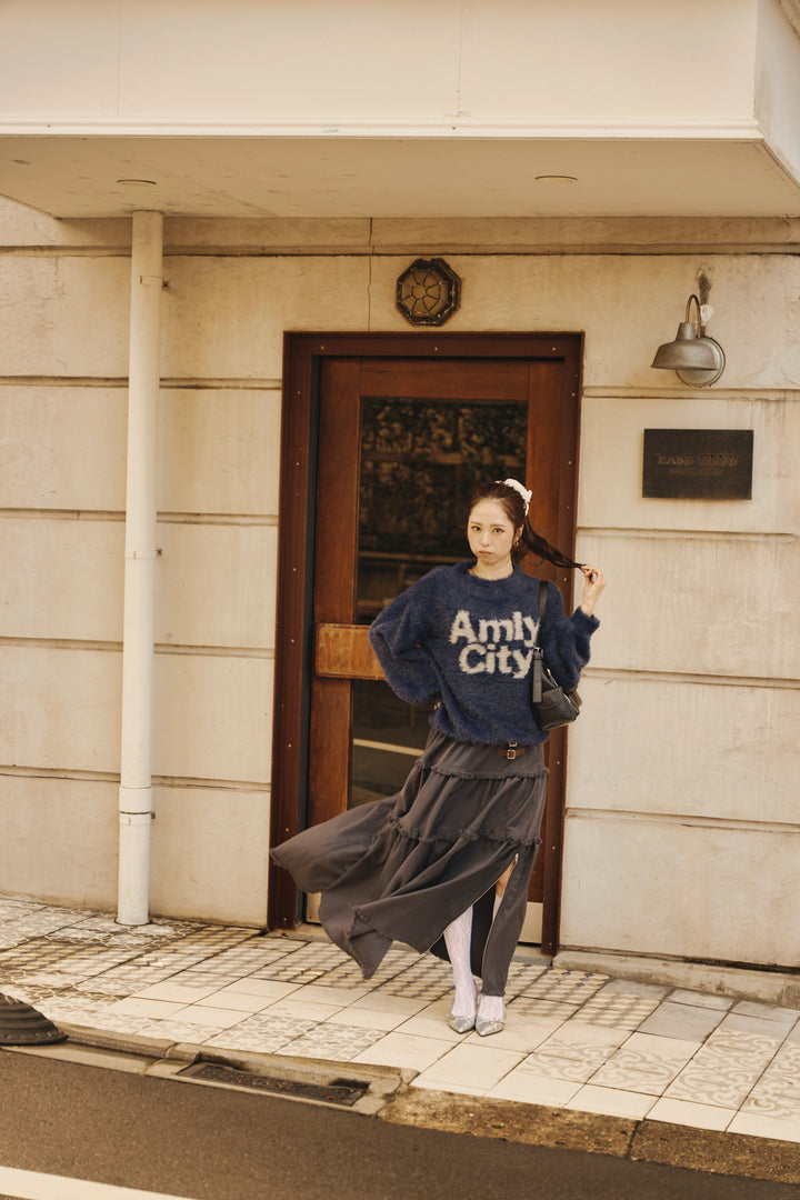 裾ジップティアードスカート