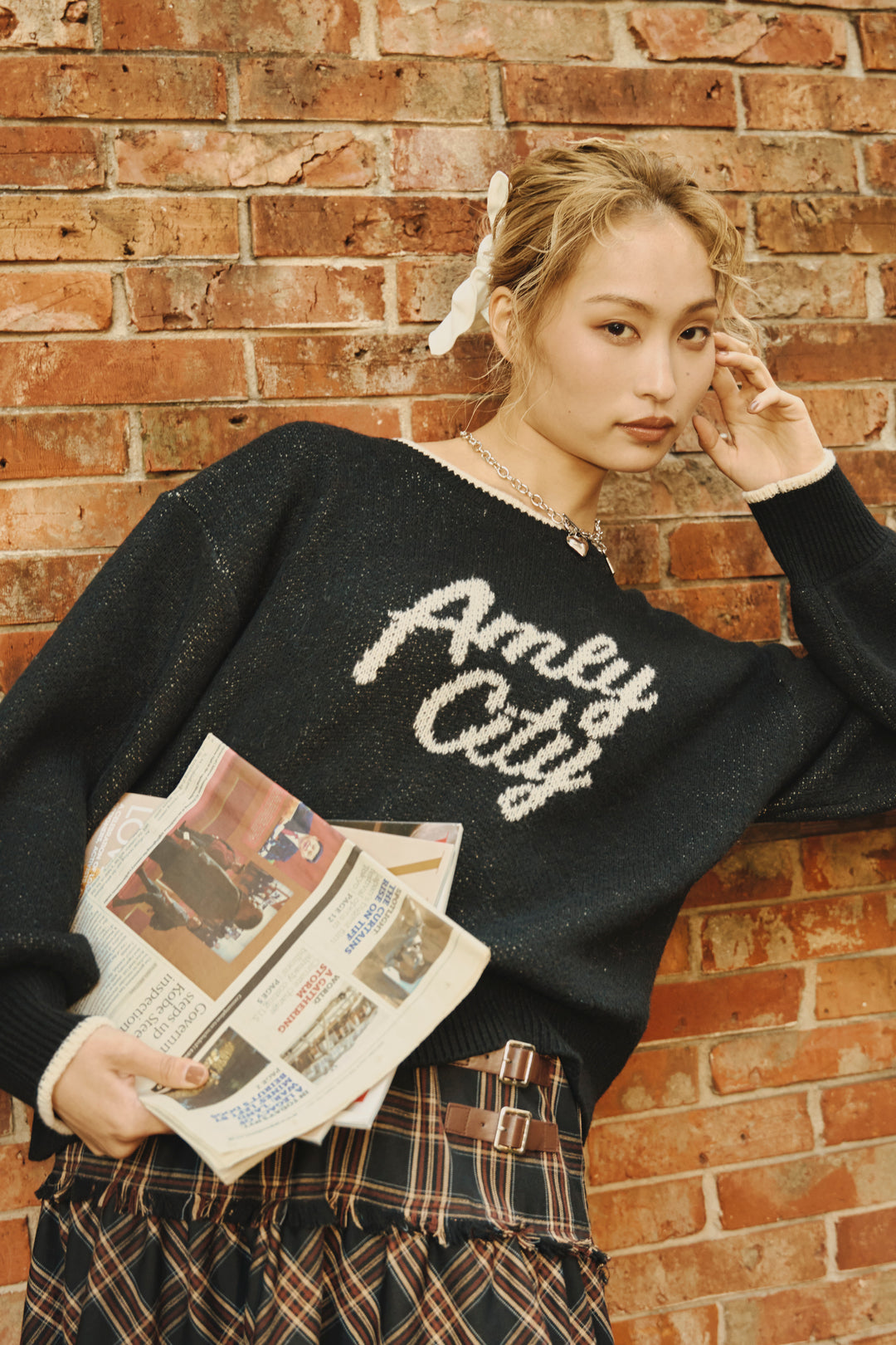 バイカラーロゴニット