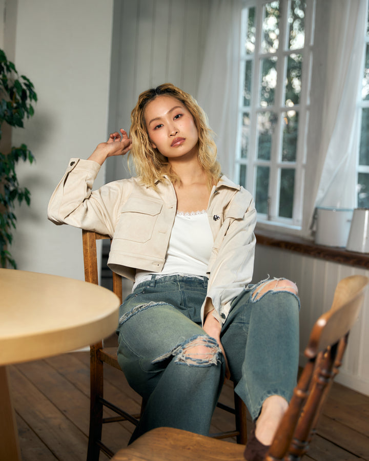 【受注】ハートボタンスエードライクジャケット