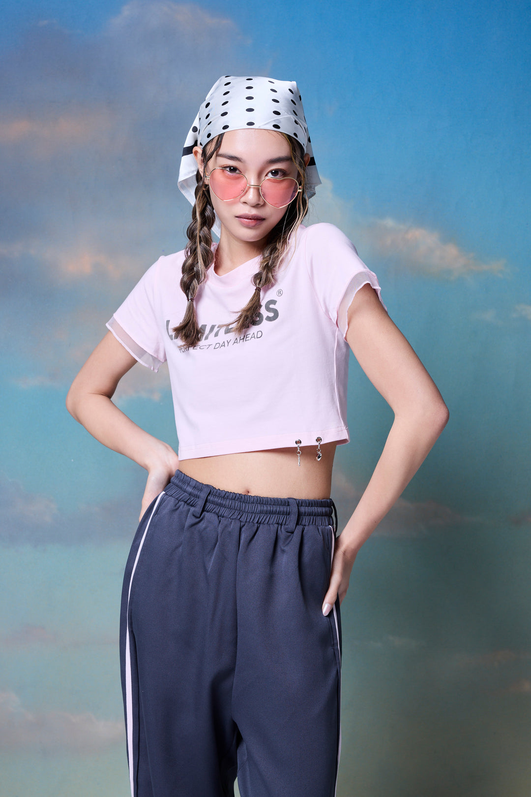 チャーム付きクロップTシャツ