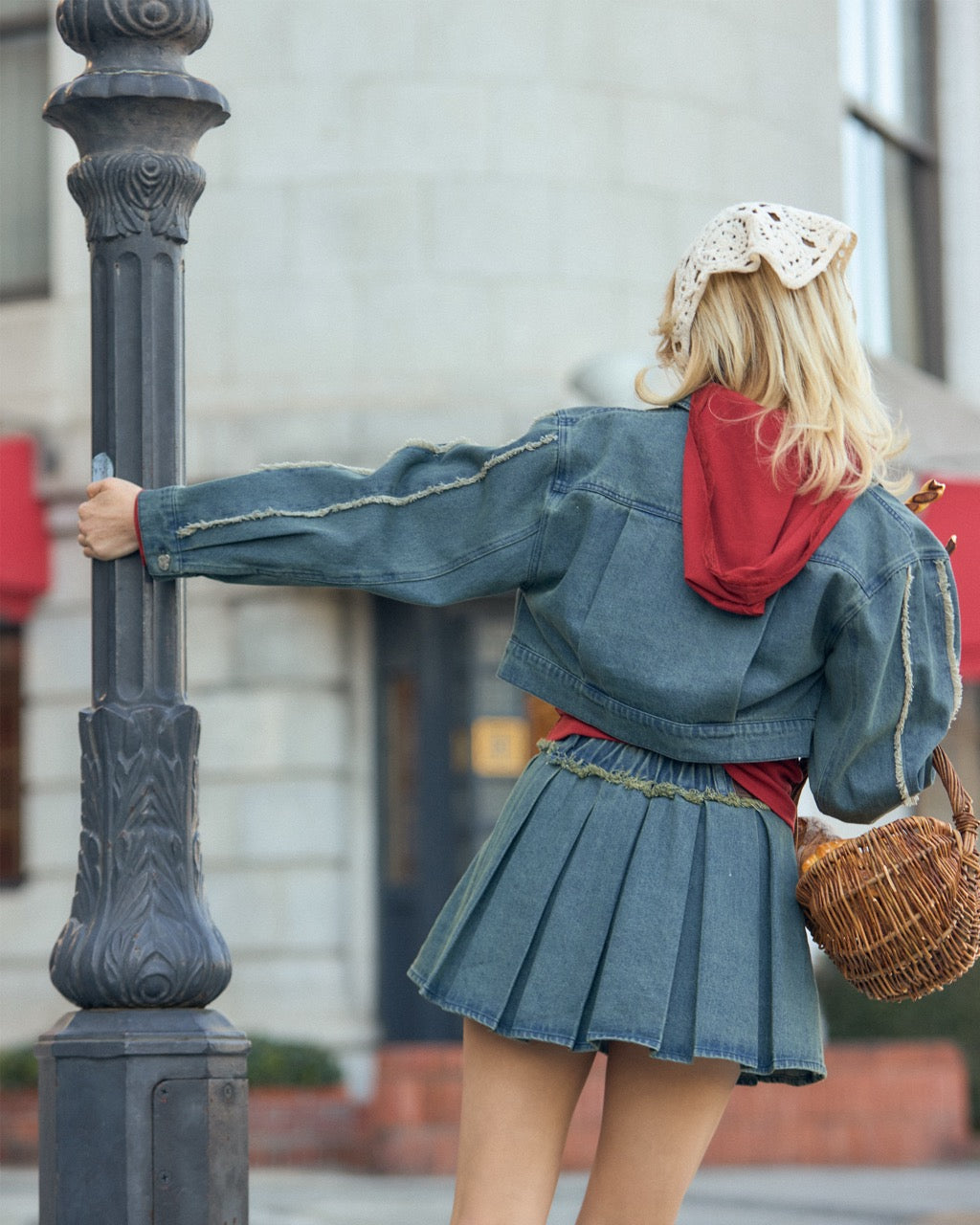 【受注】デニムフリンジプリーツスカート