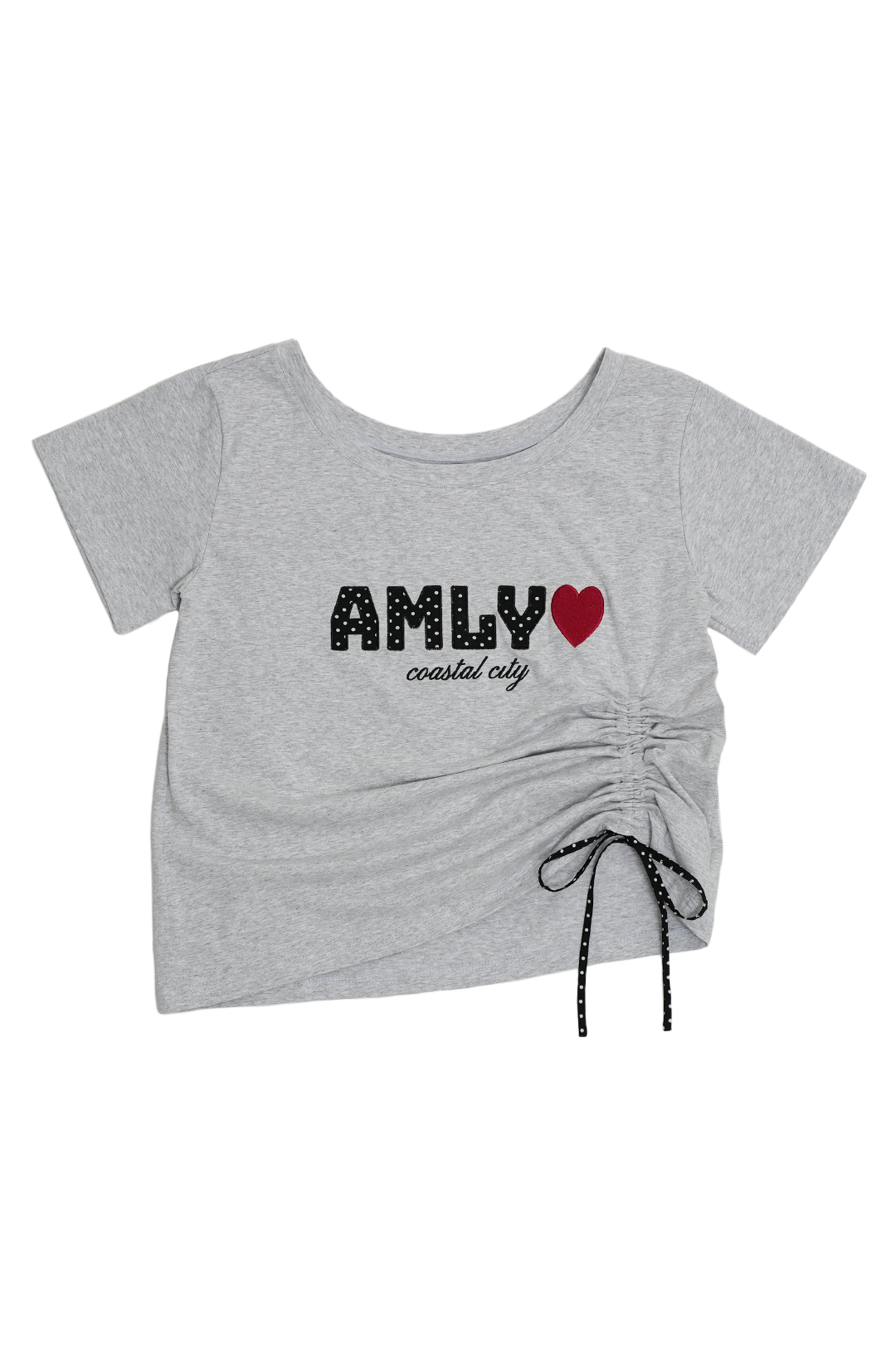 AMLY裾ドロストロゴTシャツ