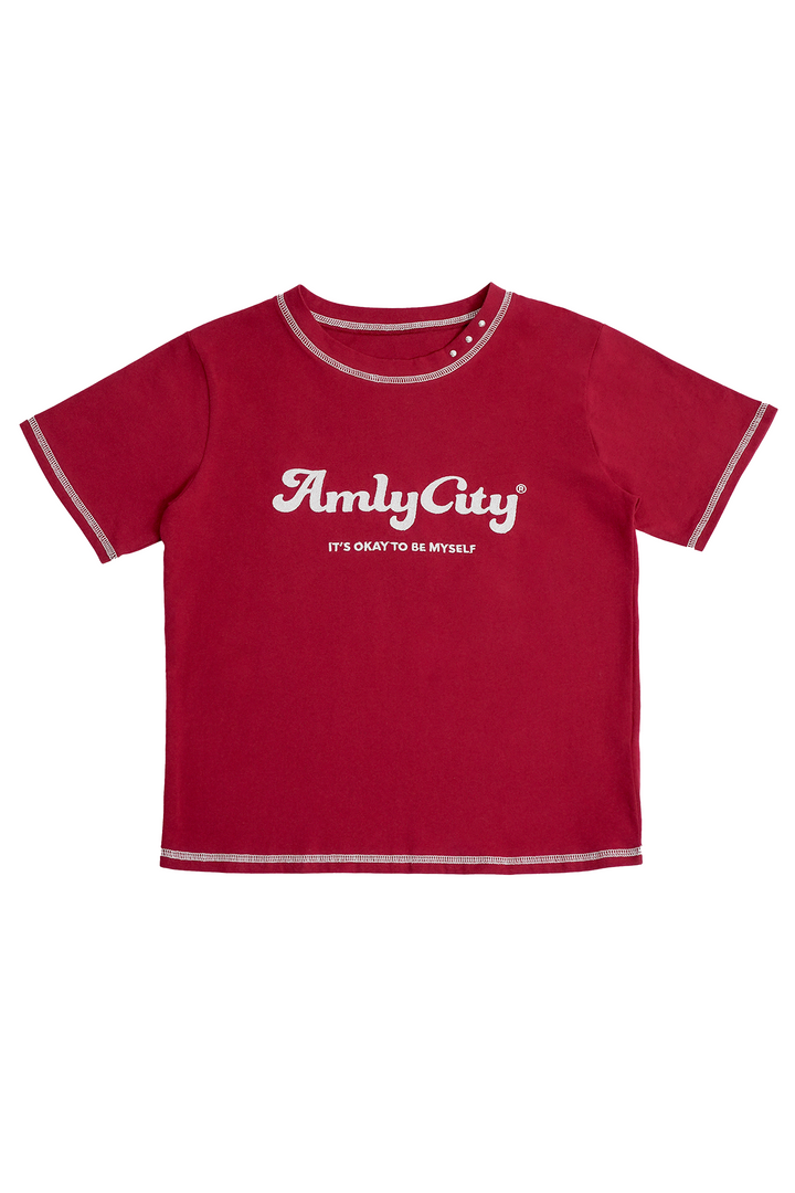 AmlyロゴステッチTシャツ