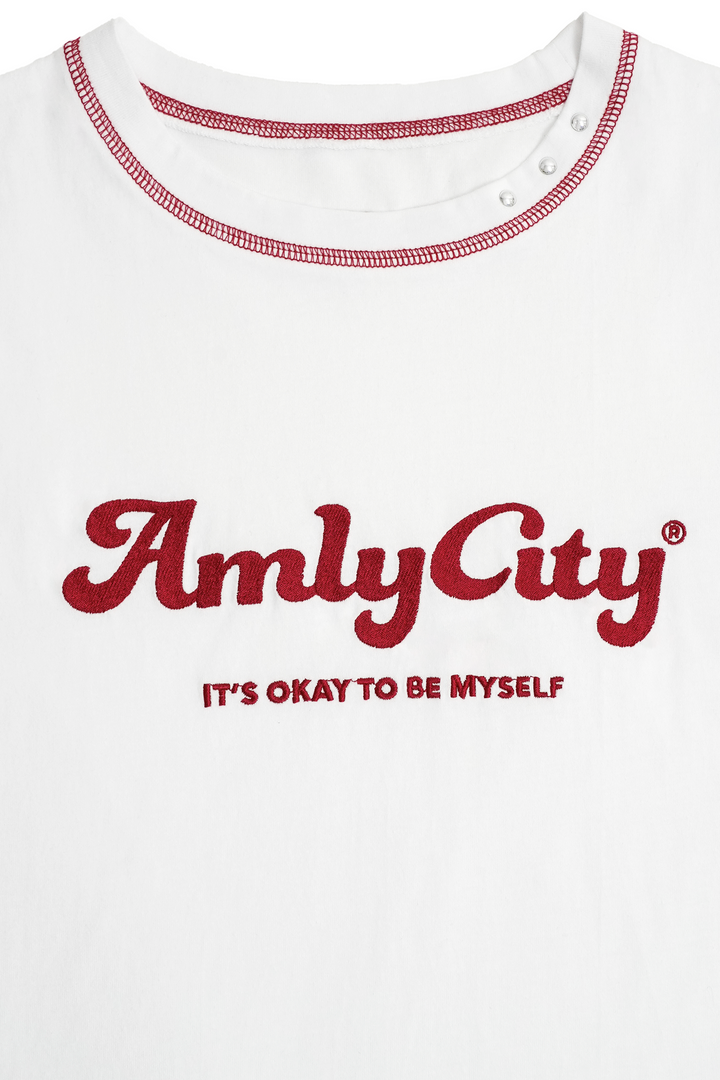 AmlyロゴステッチTシャツ