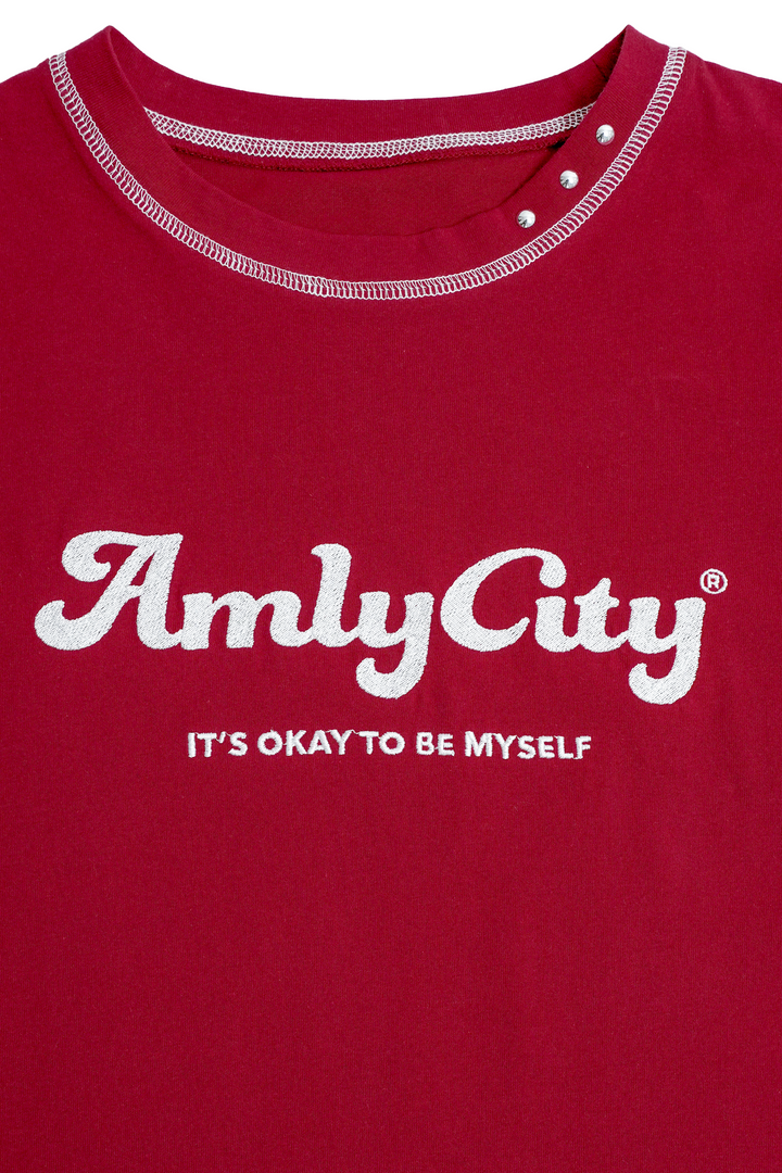 AmlyロゴステッチTシャツ