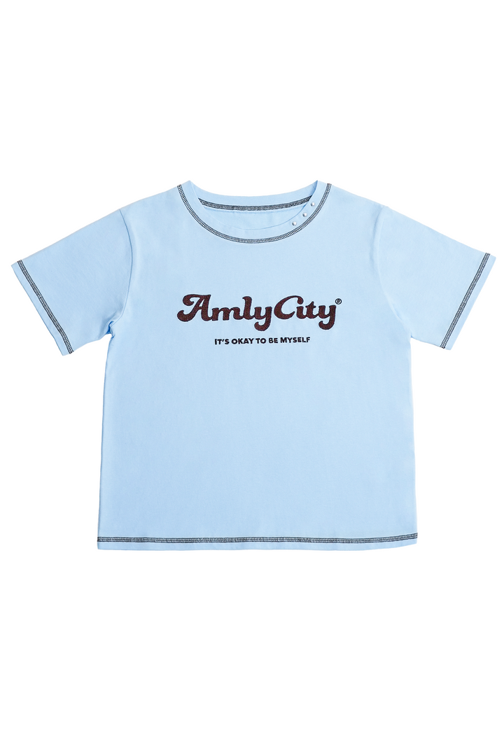 AmlyロゴステッチTシャツ