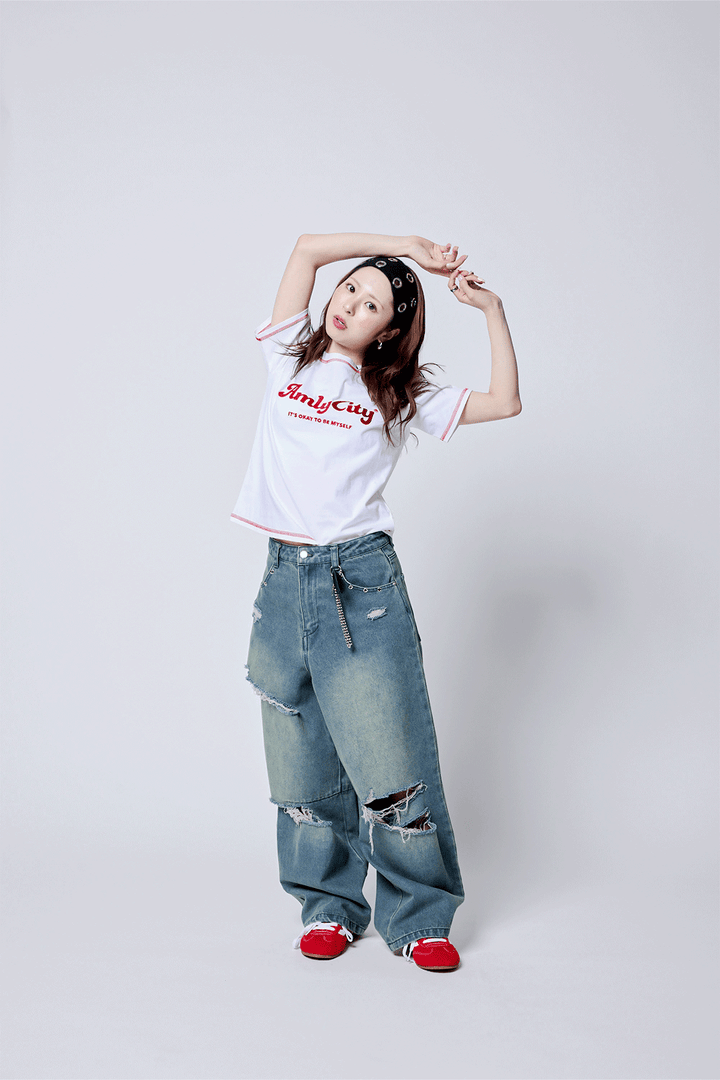 【5/15 (fri) 18:00 発売開始】AmlyロゴステッチTシャツ