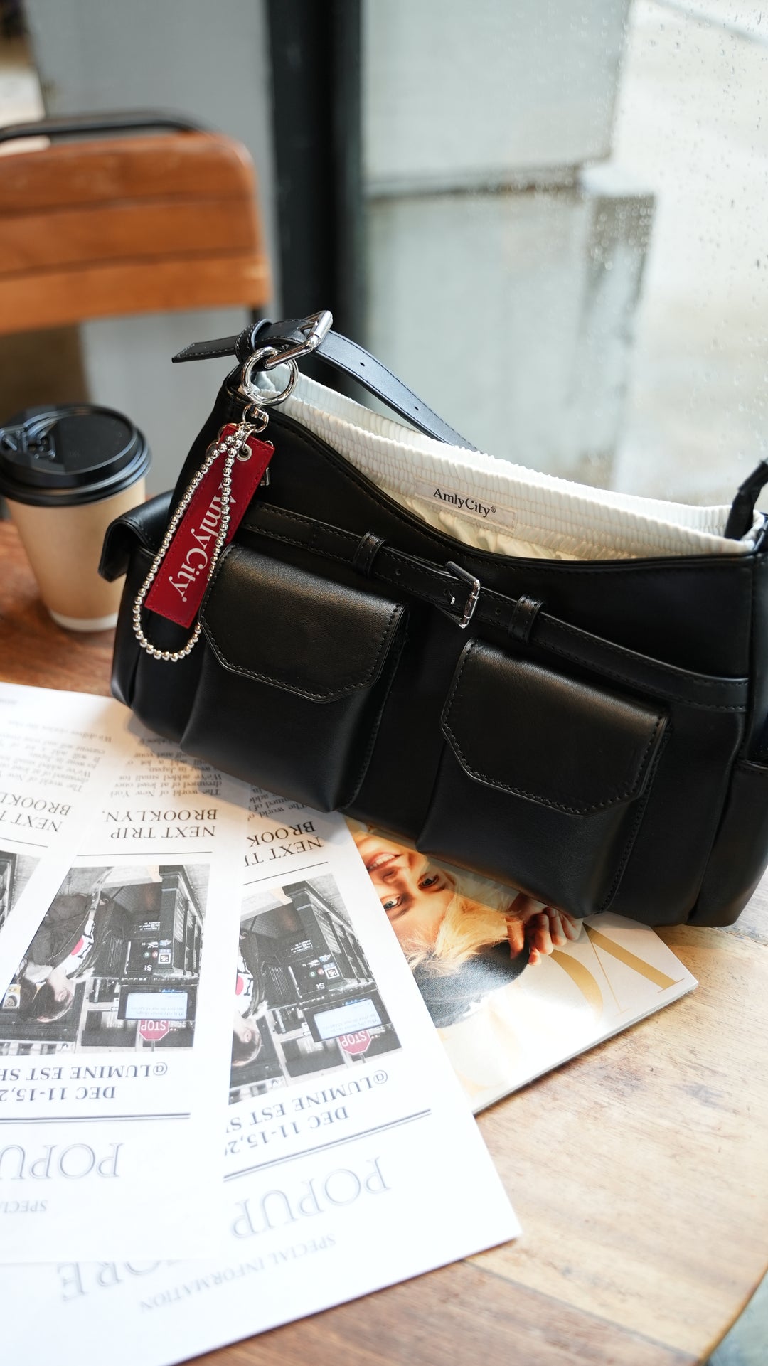 レイヤードデザインショルダーバッグ